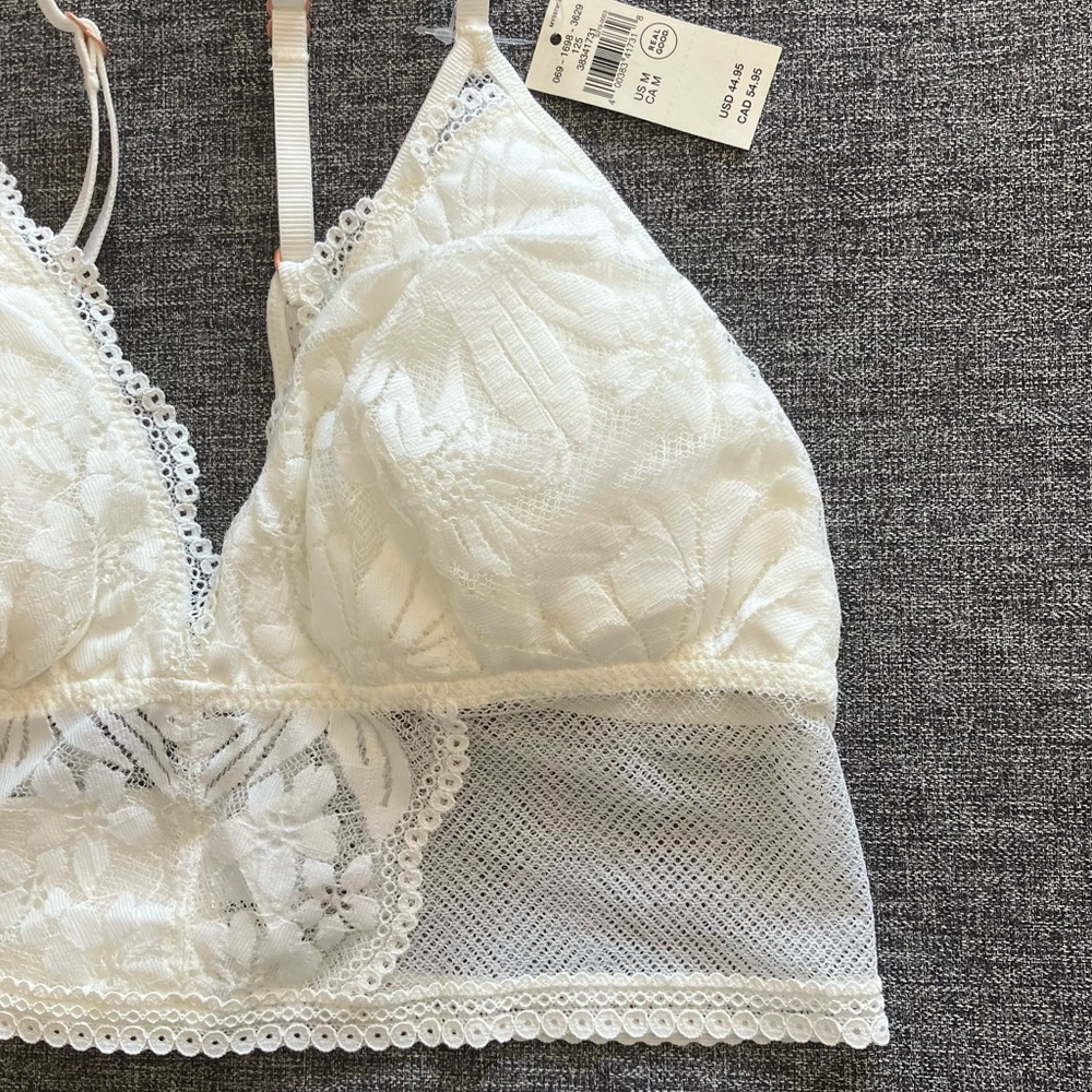 ✨4.99 SHIP✨ NWT Aerie Hibiscus Lace Padded Longline Bralette Floral Bra M - Picture 5 of 10